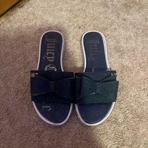 Juicy Couture Navy Bow Slide Sandals